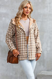 Plaid Snap Down Hooded Jacket