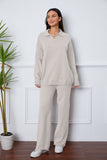 Dropped Shoulder Sweater and Long Pants Set