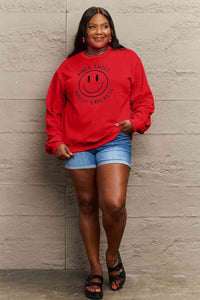 Simply Love Full Size Smiling Face Graphic Sweatshirt - Rags 2 Riches Shop