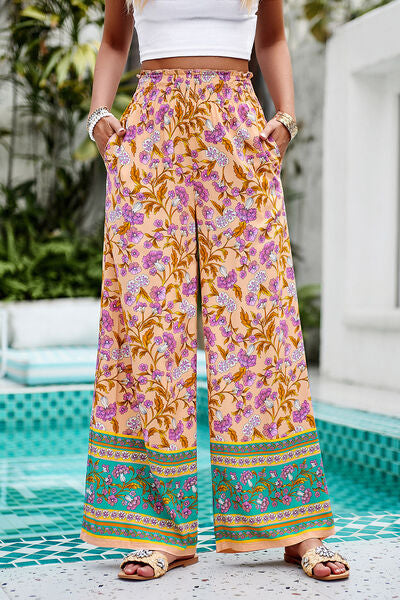 Printed High Waist Wide Leg Pants