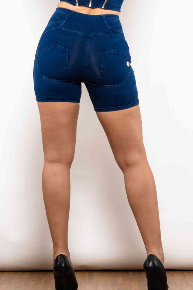 Full Size Side Stripe Zip Closure Denim Shorts