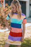 Girls Color Block Side Slit Mini Dress