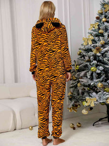 Animal Print  Zip Front Lounge Jumpsuit with Pockets - Rags 2 Riches Shop