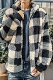 Double Take Full Size Plaid Long Sleeve Hooded Coat