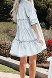 V-Neck Half Sleeve Mini Denim Dress