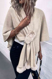 Surplice Neck Pom-Pom Trim Poncho