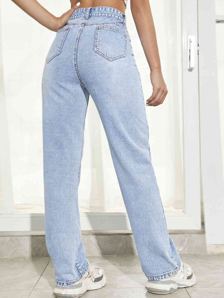 Graphic Straight Leg Jeans - Rags 2 Riches Shop