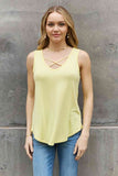 BOMBOM Criss Cross Front Detail Sleeveless Top in Butter Yellow