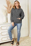 Ninexis Full Size Quarter-Button Collared Sweatshirt