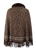 Leopard Fringe Hem Poncho