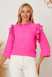 Frill Ruffled Three-Quarter Sleeve Blouse