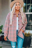 Plaid Curved Hem Dropped Shoulder Longline Shirt Jacket