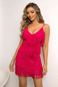 Spaghetti Strap Fringe Mini Dress - Rags 2 Riches Shop