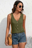 Buttoned Deep V Tank