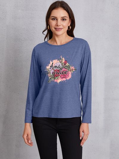 AMAZING GRACE Round Neck Long Sleeve T-Shirt