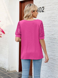 Sequin V-Neck Short Sleeve Blouse