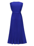 Tied Surplice Cap Sleeve Pleated Dress