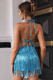 Halter Neck Backless Fringe Dress - Rags 2 Riches Shop