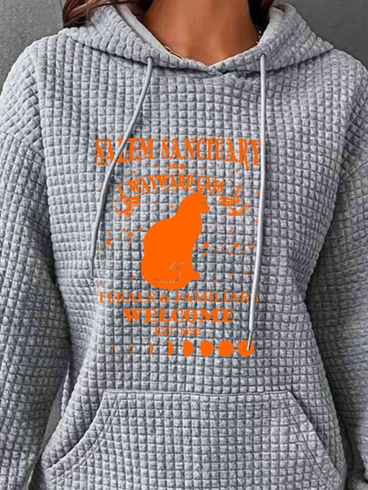 Full Size Graphic Textured Hoodie with Pocket - Rags 2 Riches Shop