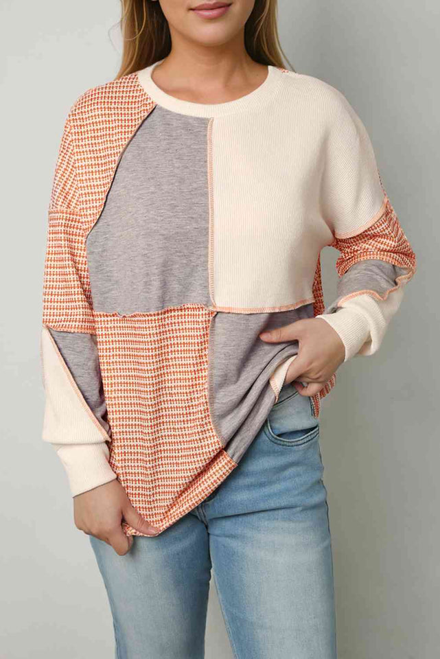 Color Block Exposed Seam Sweatshirt - Rags 2 Riches Shop