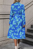 Printed Button Up Tie Waist Dress