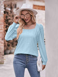 Double Take Eyelet Square Neck Puff Sleeve Blouse