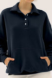 Ninexis Full Size Quarter-Button Collared Sweatshirt