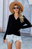 Double Take V Neck Wrap Front Knitted Top