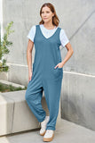 Double Take Full Size Sleeveless Straight Jumpsuit