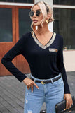 Sequin Contrast Long Sleeve T-Shirt - Rags 2 Riches Shop