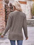 Double Take Buttoned Notched Neck Long Sleeve Top