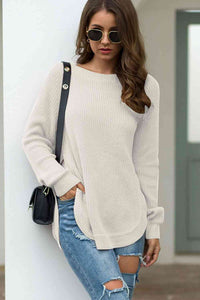 Round Neck Ribbed Knit Top