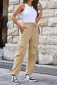 Drawstring High Waist Cargo Pants