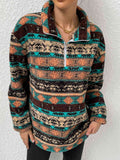 Printed Quarter-Zip Long Sleeve Sweater - Rags 2 Riches Shop