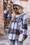 Plaid Dropped Shoulder Hooded Jacket