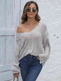 Openwork V-Neck Sweater