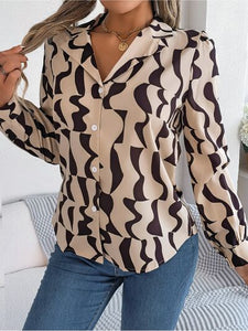 Printed Button Up Long Sleeve Shirt