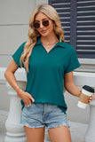 Johnny Collar Short Sleeve Blouse