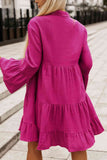 Buttoned Flare Sleeve Tiered Dress - Rags 2 Riches Shop