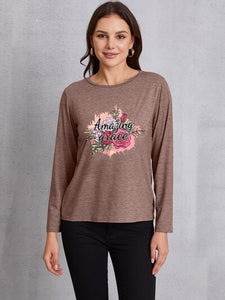 AMAZING GRACE Round Neck Long Sleeve T-Shirt