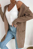 Double Take Ribbed Open Front Hooded Cardigan with Pockets