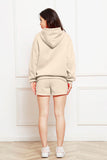 Drop Shoulder Long Sleeve Hoodie and Shorts Set