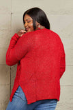 Heimish By The Fire Full Size Draped Detail Knit Sweater