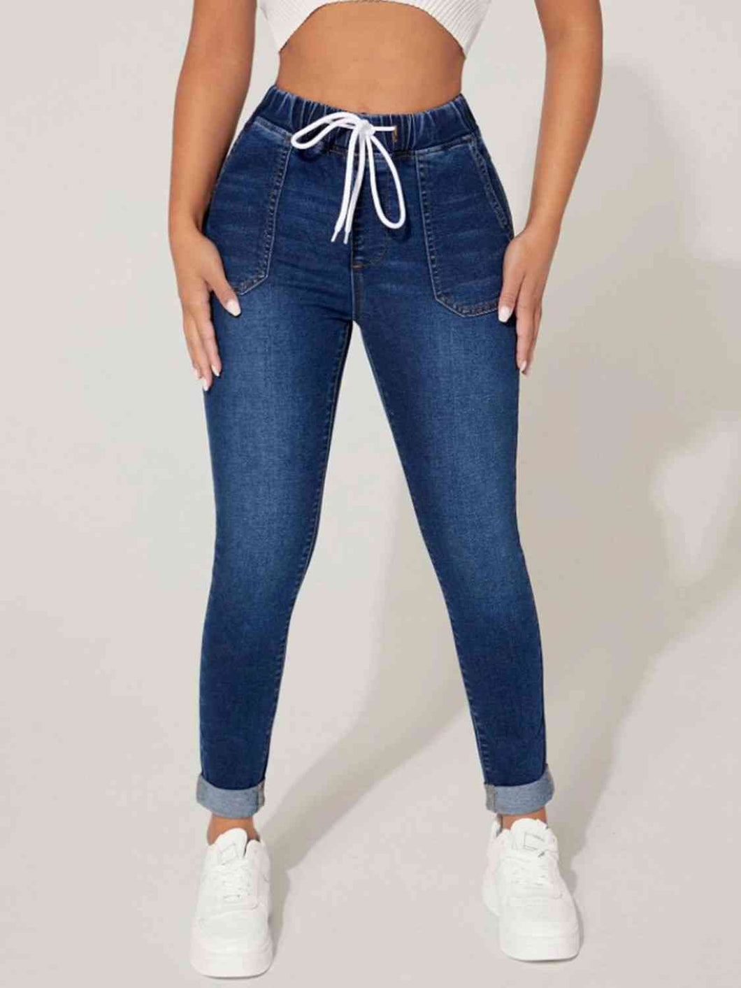 Drawstring Cropped Jeans - Rags 2 Riches Shop