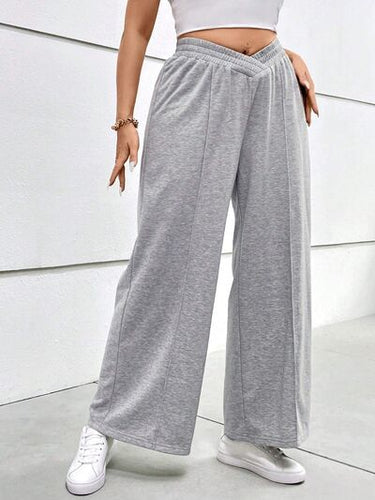 Plus Size Elastic Waist Wide Leg Pants