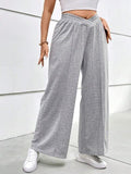 Plus Size Elastic Waist Wide Leg Pants