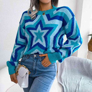 Star Round Neck Sweater - Rags 2 Riches Shop