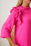 Frill Ruffled Three-Quarter Sleeve Blouse