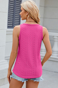 Eyelet V-Neck Wide Strap Tank