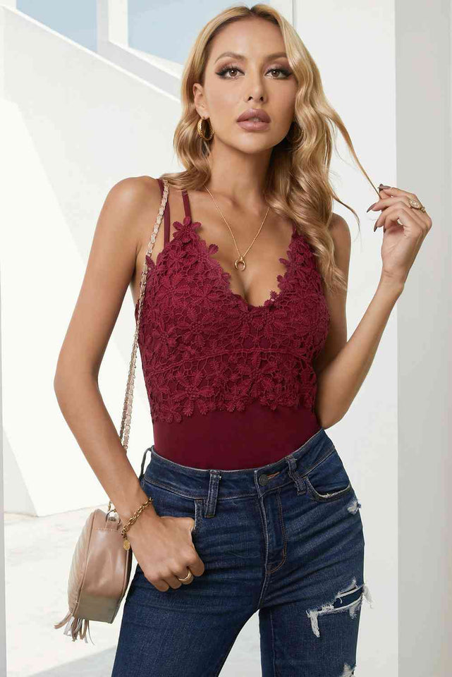 Lace Double Spaghetti Strap Cami Top